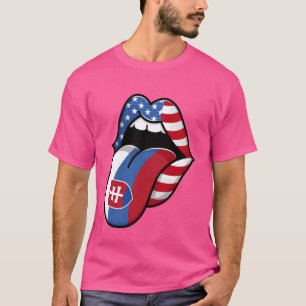 Halbe slowakische Halbamerikanische Flagge - Slowa T-Shirt
