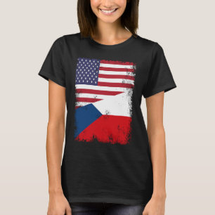 Halbe Tschechische Flagge Vintage Tschechien USA T-Shirt