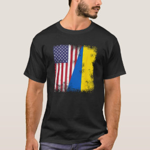 Halbe ukrainische Flagge Vintag Ukraine USA Gesche T-Shirt