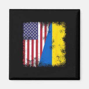 Halbe ukrainische Flagge Vintage Ukraine USA Gesch Magnet