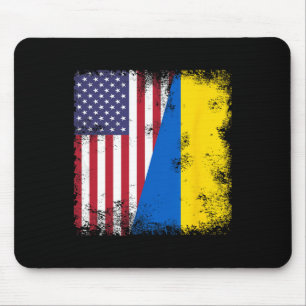 Halbe ukrainische Flagge Vintage Ukraine USA Gesch Mousepad