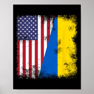 Halbe ukrainische Flagge Vintage Ukraine USA-Gesch Poster