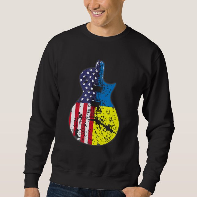 Halbe US-Flagge Halbfinale Ukraine Flaggengitarre  Sweatshirt (Vorderseite)