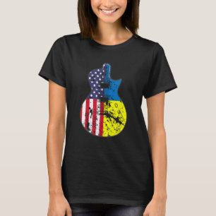 Halbe US-Flagge Halbfinale Ukraine Flaggengitarre  T-Shirt