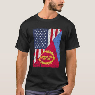 Halbe US-Flagge Half Eritrea Flagge Amerikanisches T-Shirt