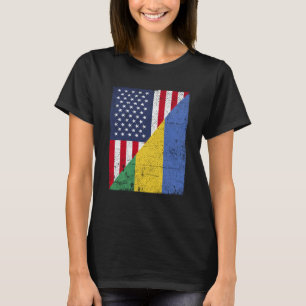 Halbe US-Flagge Half Gabunische Flagge Amerikanisc T-Shirt
