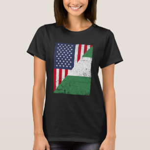 Halbe US-Flagge Half Nigeria Flagge Amerikanisch N T-Shirt