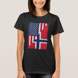 Halbe USA-Flagge halbe norwegische Flagge amerikan T-Shirt