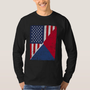 Halbe USA-Flagge halbe tschechische Flagge amerika T-Shirt