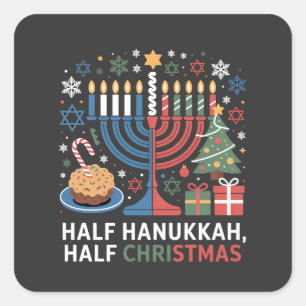 Halbe Weihnachten Half Hanukkah Christmukah Funny Quadratischer Aufkleber