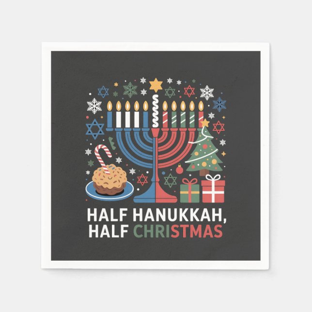 Halbe Weihnachten Half Hanukkah Christmukah Funny Serviette (Vorderseite)