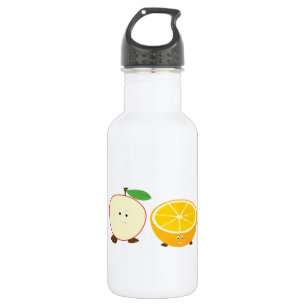 Halber Apfel und halb orange Charaktere Trinkflasche