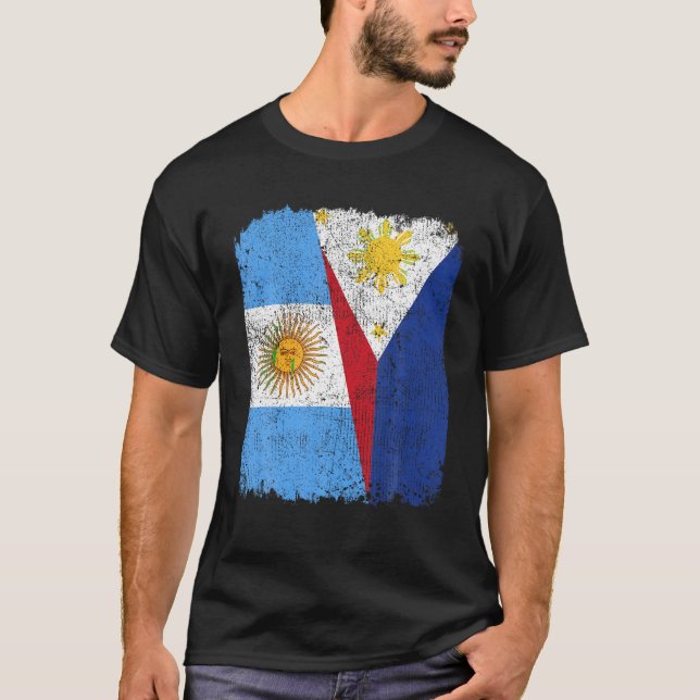 Halber argentinischer Halbphilippiner-Flaggenpreis T-Shirt (Vorderseite)