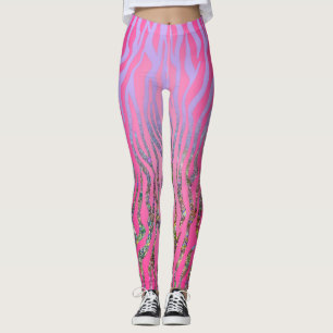halber Glitzer Rosa Tiger drucken Leggings