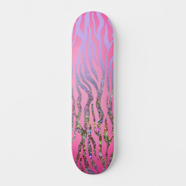halber Glitzer Rosa Tiger drucken Skateboard (Vorderseite)