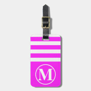 Halber Streifen Mit Monogramm rosa Gepäckanhänger