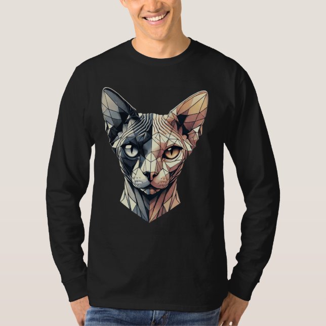 Halbfackel Abstrakt Kitten Geometry Polygon Sphynx T-Shirt (Vorderseite)