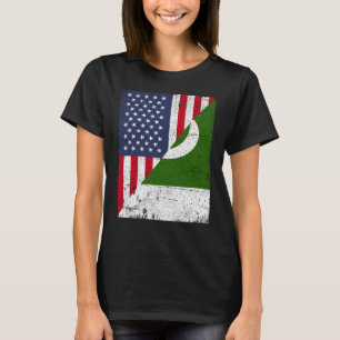Halbfahne USA Halbfahne Pakistan Flagge Amerikanis T-Shirt