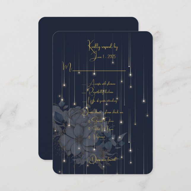 Halbformale Hochzeitsaktionskarte für die Marine u RSVP Karte (Vorne/Hinten)