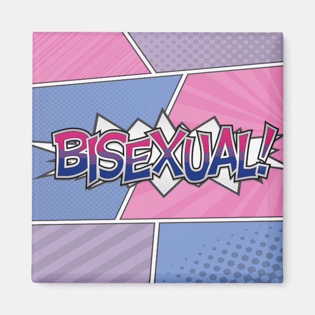 Halbftone Bisexual Pride Typografie mit Flagge Magnet (Vorne)