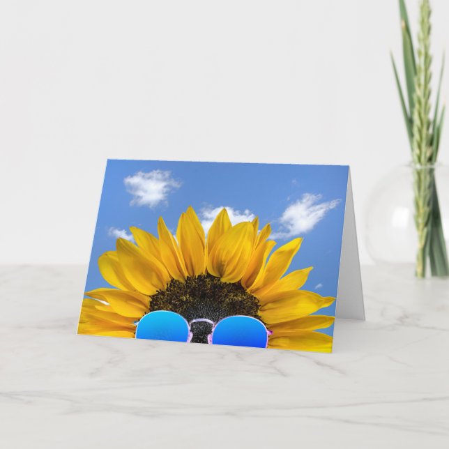 Halbgeburt Sonnenblume mit Sonnenbrille Karte (Vorderseite)