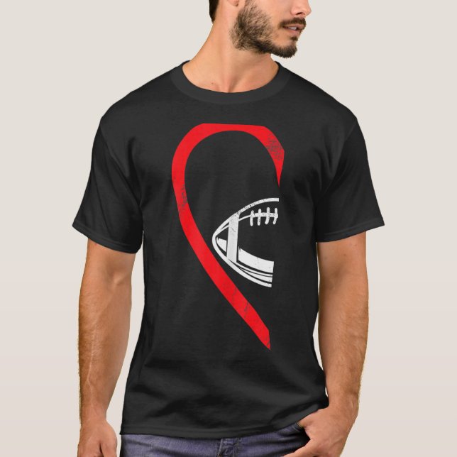 Halbherz American Football Links Hand Side Couple T-Shirt (Vorderseite)