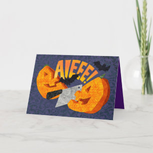 Halbiere einen entzückenden Halloween-Kürbiskopf Karte