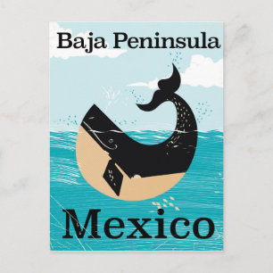 Halbinsel Baja Mexico Reiseplakat Postkarte