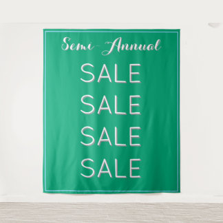 Halbjährliches Verkauf-Retail-Banner Blau Mall Grü Wandteppich