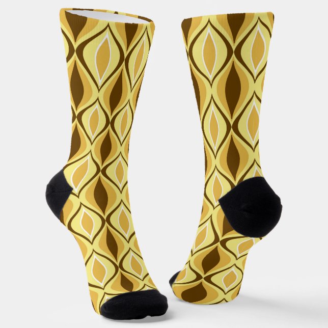 Halbjahrs Diamond Muster Mustard Gold und Brown Socken (Gewinkelt)