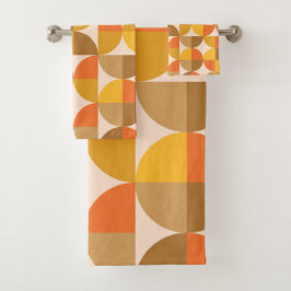 Halbkreise des mittleren Jahrhunderts Gelbbraun Badhandtuch Set