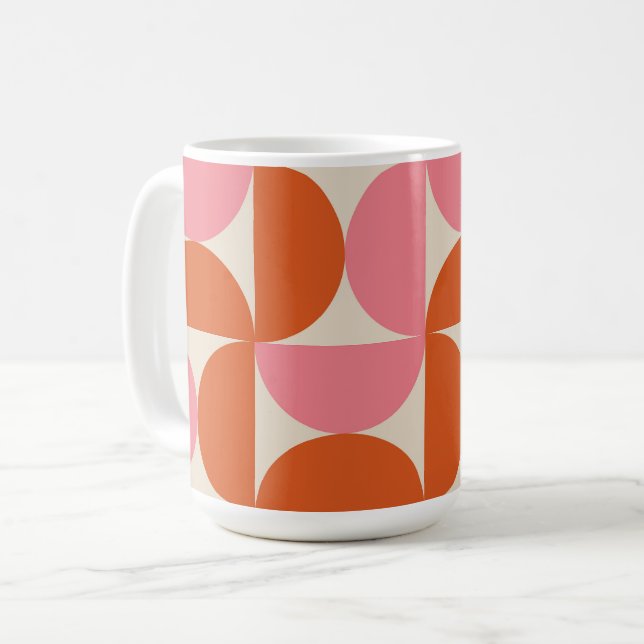 Halbkreise des mittleren Jahrhunderts Rosa und Ora Kaffeetasse (Vorderseite Links)