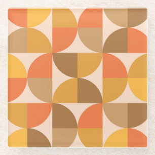 Halbkreise des orangen und braunen mittleren Jahrh Glasuntersetzer