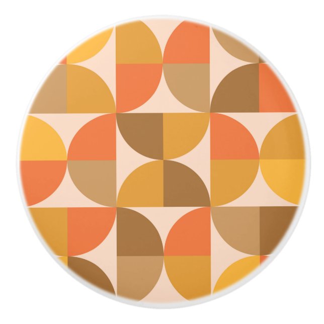 Halbkreise des orangen und braunen mittleren Jahrh Keramikknauf (Vorderseite)