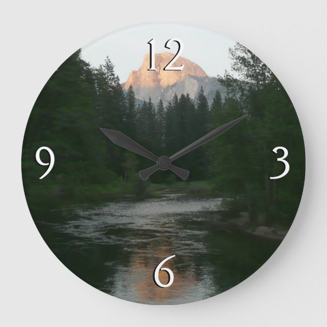 Halbkuppel Sonnenuntergang im Yosemite Nationalpar Große Wanduhr (Vorderseite)