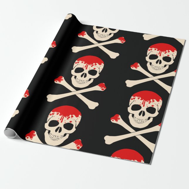 Halbleiter-Kreuzknochen-blutiges Skelett Geschenkpapier (Ungerollt)