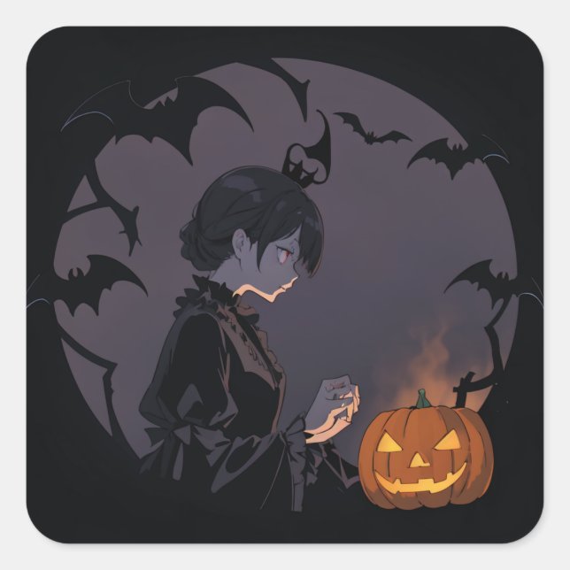 Halbmädchen Quadratischer Aufkleber (Vorderseite)