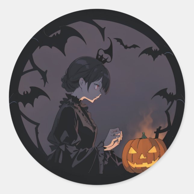 Halbmädchen Runder Aufkleber (Vorderseite)