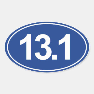 Halbmarathon 13,1 Meilen Oval Sticker (blau)