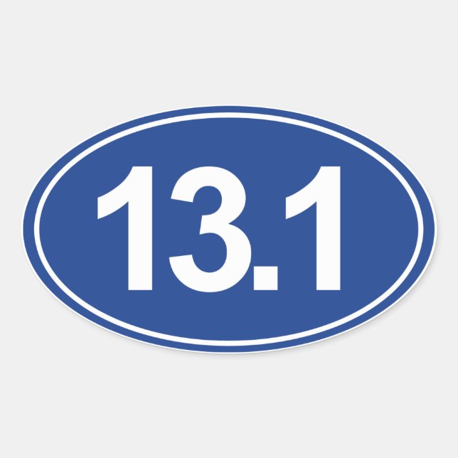 Halbmarathon 13,1 Meilen Oval Sticker (blau) (Vorderseite)
