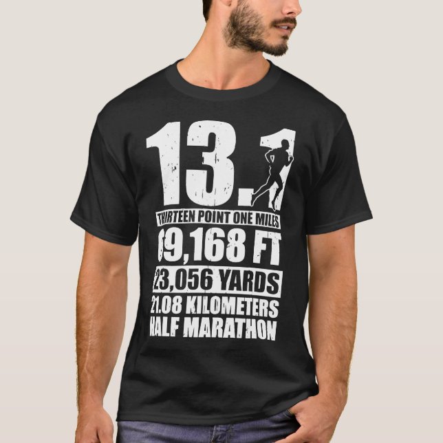 Halbmarathon 13,1 Meilen Running Runner T-Shirt (Vorderseite)
