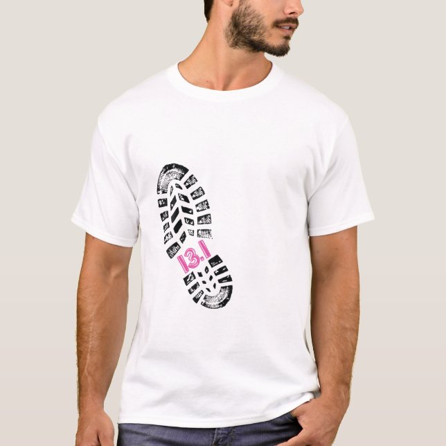 Halbmarathon 13,1 Meilen Shoe Print Couple Matchin T-Shirt (Vorderseite)