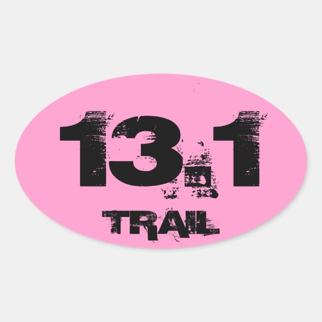 Halbmarathon 13.1 Trail Oval Decal Schwarz auf Ros Ovaler Aufkleber (Vorderseite)
