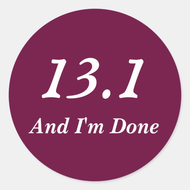 Halbmarathonläufer 13.1 Aufkleber (Burgund) (Vorderseite)
