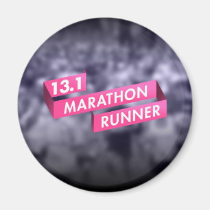 Halbmarathonläufer Rosa-Ribbon-Krebs-Bewusstsein Magnet