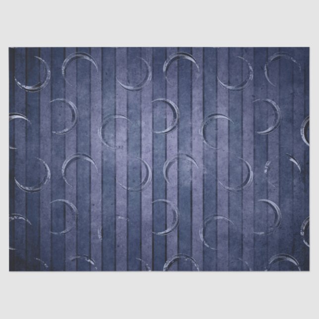 Halbmond auf Lila und blauen gestrichenen Dekoupag Seidenpapier (Vorderseite)