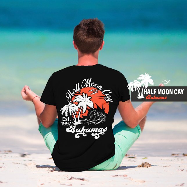 Halbmond Cay Bahamas - Palmen Vintager 80er T-Shirt (Von Creator hochgeladen)
