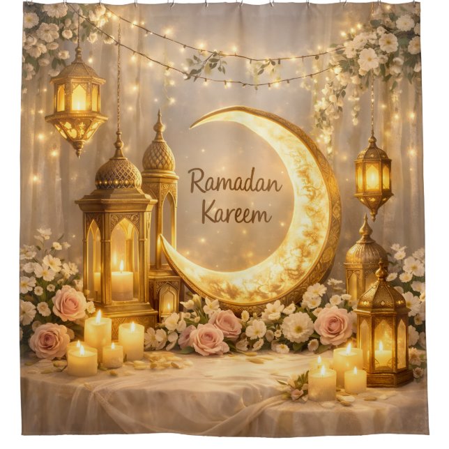 Halbmond des Lichts und des Friedens – Ramadan-Hal Duschvorhang (Vorderseite)