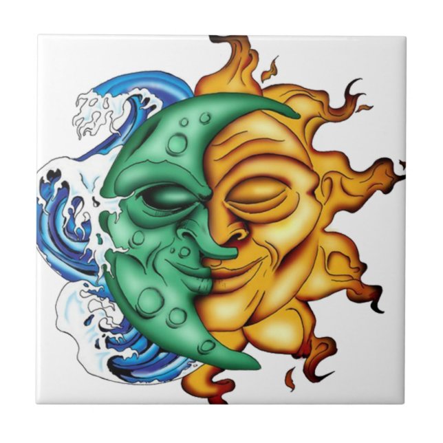 Halbmond halber Sun Fliese (Vorderseite)