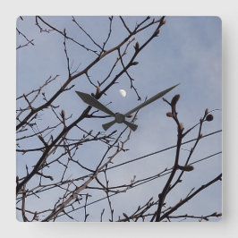 Halbmond im Tageslicht Quadratische Wanduhr